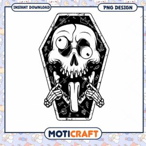 Crazy Skull Coffin PNG Design