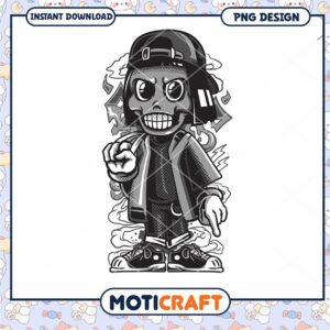 Cool Cartoon Skull Character PNG Design for Download