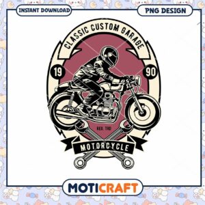 Classic Motorcycle Garage PNG Design