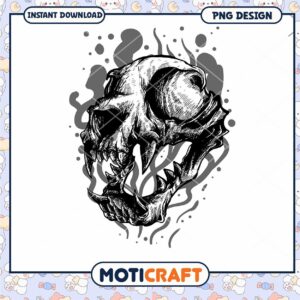 Cat Skull PNG Design Instant Download