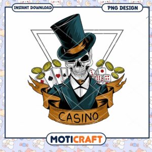 Casino Skull PNG Design Instant Download