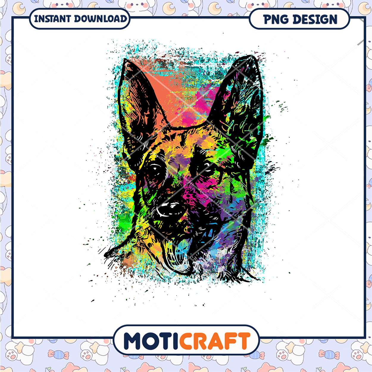 Colorful German Shepherd PNG Design Colorful German Shepherd PNG Design