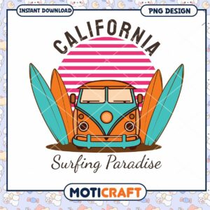 California Surfing Van PNG Design