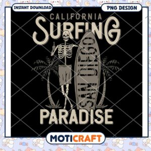 California Surfing Paradise Skeleton PNG Design Download