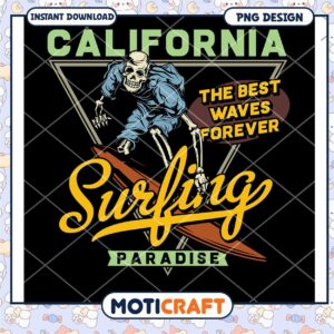 California Surfing Skeleton PNG Design