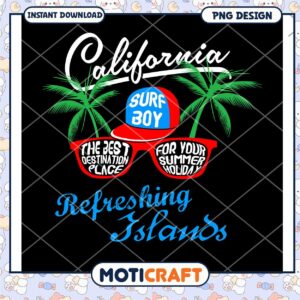 California Surf Boy PNG Design for Summer Fun Trip