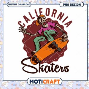 California Skater Skeleton PNG Design