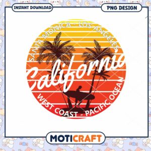 California Sunset Surfing PNG Design