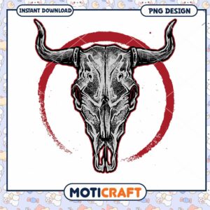 Bull Skull PNG Design Instant Download
