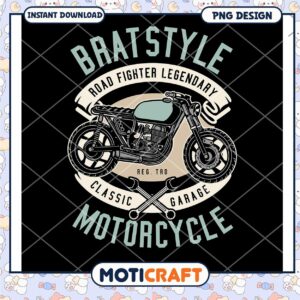 Bratstyle Motorcycle PNG Design