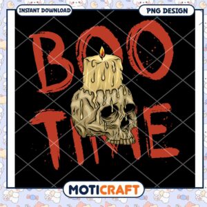Boo Time Skull Candle PNG Design