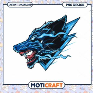 Blue Wolf PNG Design Instant Download