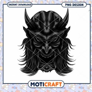 Black Demon Mask PNG Design Instant Download for Crafting
