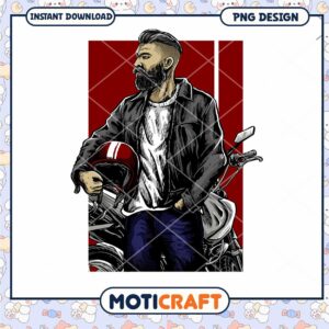 Bearded Man Motorcycle PNG Design