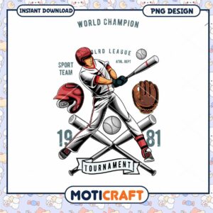 Baseball Champion Team PNG Design for Instant Download 1981
