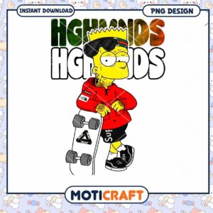 Bart Simpson Skateboard PNG Design