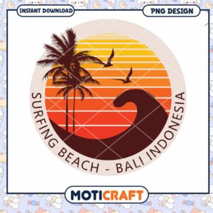 Bali Surfing Beach PNG Design