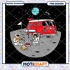 Astronauts Enjoying Campfire on Moon with Red Van PNG Design 1 Astronauts Enjoying Campfire on Moon with Red Van PNG Design