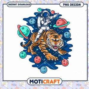 Astronaut Tiger Space PNG Design