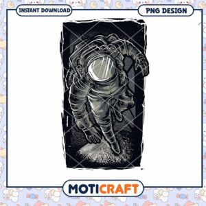 Astronaut Walking on Moon Surface PNG Digital Download Art