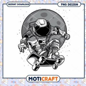 Astronaut Skateboarder PNG Design for Instant Download