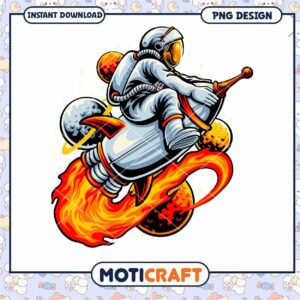 Astronaut Rocket PNG Design Instant Download