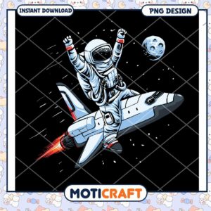 Astronaut PNG Spaceman on Rocket Ship