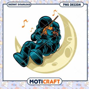 Astronaut Playing Violin on Moon PNG