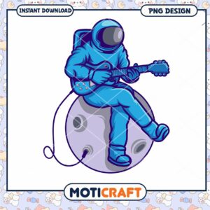 Astronaut Playing Guitar PNG Design