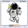 Astronaut Eating Banana PNG Design