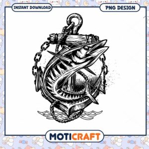 Anchor Fish PNG Design Instant Download