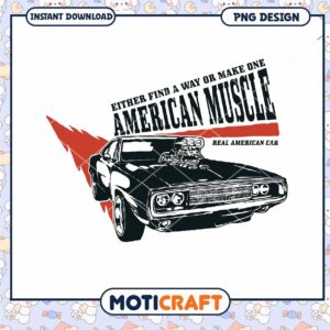 American Muscle Car Design Instant Download PNG Art Print