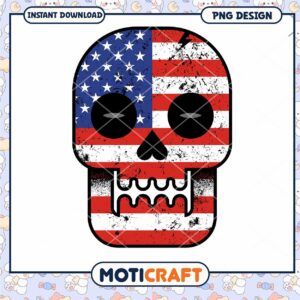 American Flag Skull PNG Design