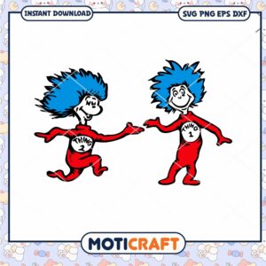 Thing 1 and Thing 2 Fun Character PNG Download File