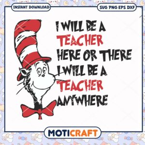 Teacher Anywhere Themed Cat Hat PNG Instant Download