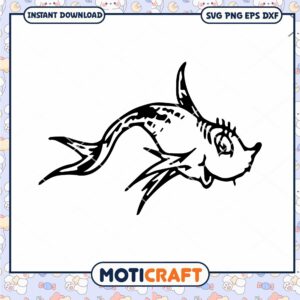 Stylish Black Fish Illustration PNG Downloadable Art