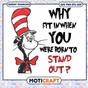 Stand Out Inspirational Quote Cat in Hat PNG Download