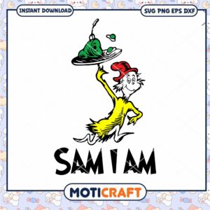 Sam I Am Green Eggs and Ham Fun PNG Downloadable Art