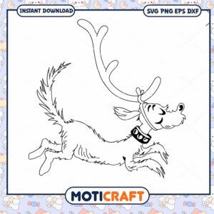 Reindeer Dog Fun Coloring Page Instant Download PNG