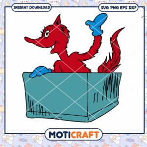 Red Cartoon Fox in a Box PNG Digital Download Image