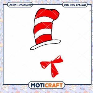 Red and White Striped Hat with Bow SVG PNG Download