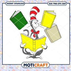 Reading Cat in Hat Book Illustration for Kids PNG Reading Cat in Hat Book Illustration for Kids PNG