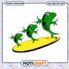 Playful Green Fish Surfing Yellow Board Digital Download PNG
