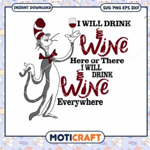 Playful Cat Drinking Wine Instant Download PNG Design