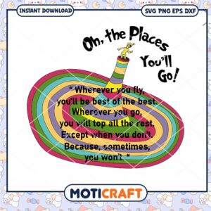 Oh the Places Youll Go Rainbow Design PNG Download
