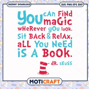 Magical Book Quote Printable Art from Dr Seuss PNG