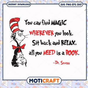 Magical Dr Seuss Quote Book Lovers Printable PNG Art