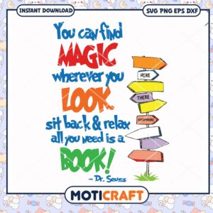 Magic Quotes for Book Lovers Dr Seuss Design PNG
