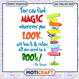 Magic Quotes Inspirational Design for Book Lovers PNG