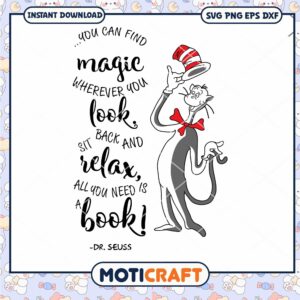Magic Quote from Dr Seuss with Cat in the Hat Art PNG